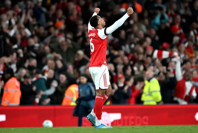 gabriel punches the air