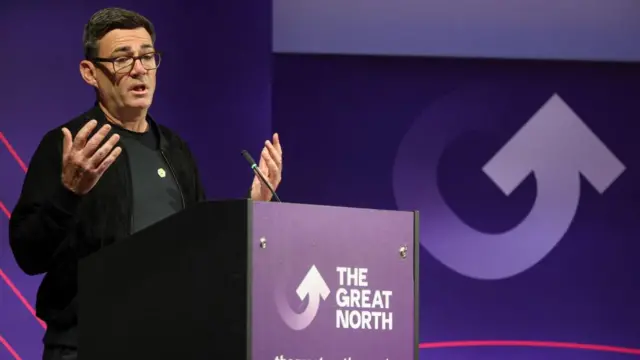 Andy Burnham speaking at The Great North conference on Monday