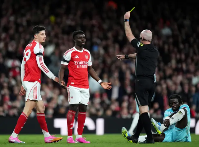 Havertz is shown a yellow card