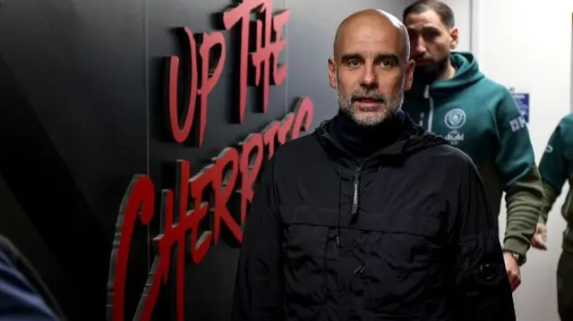 Head Coach Pep Guardiola of Manchester City arriving