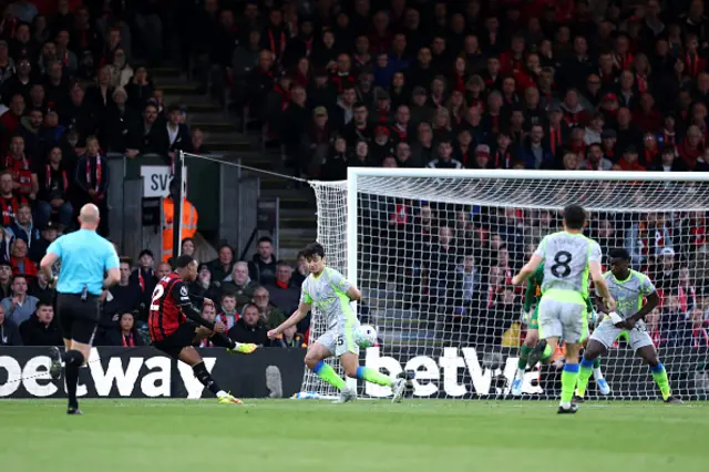 Eli Junior Kroupi of AFC Bournemouth scores