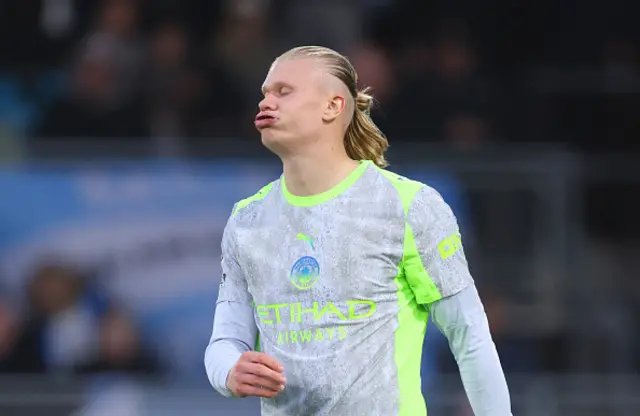 Erling Haaland of Manchester City reacts