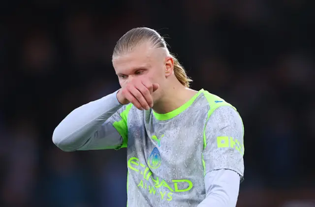 Erling Haaland of Manchester City reacts