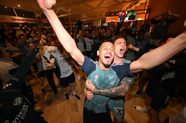 William Saliba and Riccardo celebrate