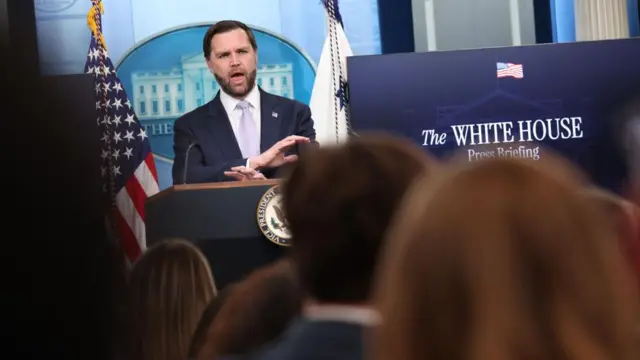 JD Vance speaking at the White House on Tuesday