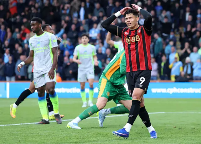 Evanilson of AFC Bournemouth reacts
