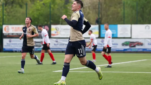 East Kilbride's Connor Young celebrates scoring to make it 2-0