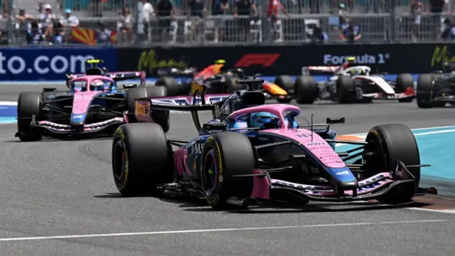 Gasly and Colapinto during the Miami Grand Prix sprint race