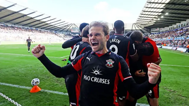 Leo Scienza celebrates as Southampton score