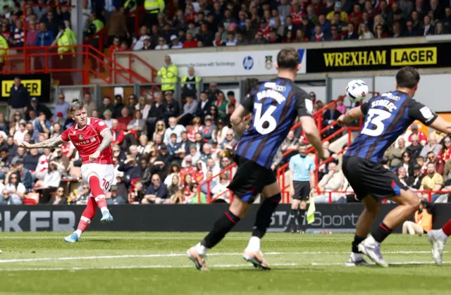 Josh Windass scores for Wrexham against Middlesbrough