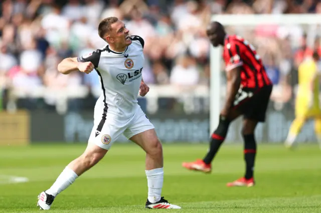 Ben Thompson of Bromley celebrates after scoring against Walsall