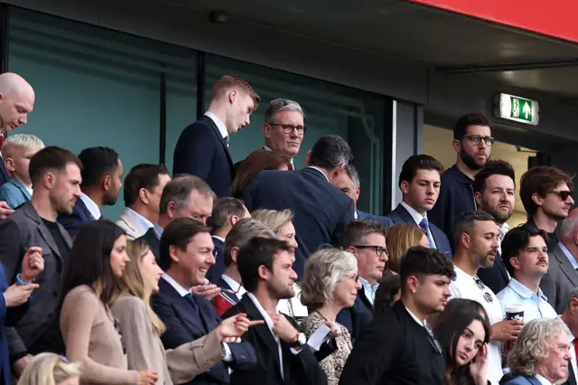 Keir Starmer in the stands at Emirates Stadium