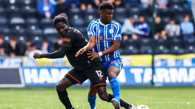Kilmarnock's Aaron Tshibola (and Dundee United's Emmanuel Agyei