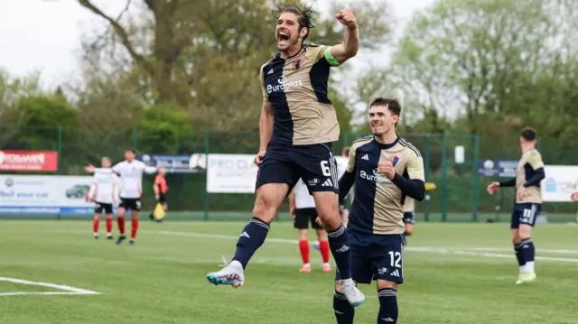 East Kilbride's Jack Leitch celebrates scoring to make it 4-0