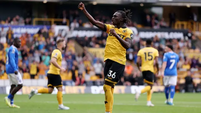 Mateus Mane of Wolverhampton Wanderers celebrates