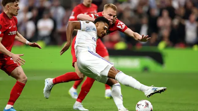 Ollie Watkins of Aston Villa shoots
