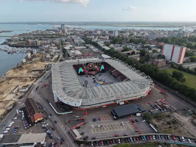An aerial view of Southampton's St Mary's Stadium