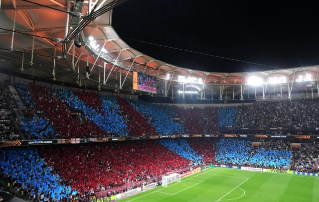 A general view of Aston Villa fans before the UEFA Europa League final at Besiktas Park, Istanbul.