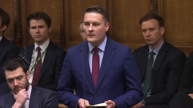 Former Health Secretary Wes Streeting speaks from the backbench in the Commons