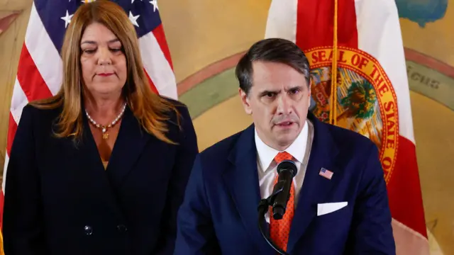 Acting U.S. Attorney General, Todd Blanche speaks, as the U.S. Department of Justice announces criminal charges against former Cuban President Raul Castro, during a ceremony to honor the victims of the 1996 shootdown of Brothers to the Rescue aircraft incident, at Freedom Tower in Miami, Florida, U.S., May 20, 2026. REUTERS/Marco Bello