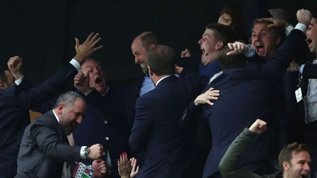 Prince William, Prince of Wales celebrates the first goal