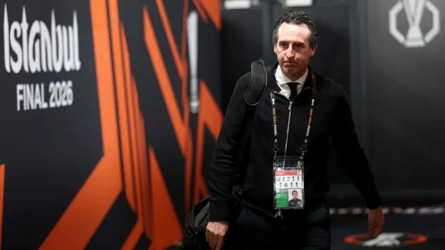 Unai Emery, Manager of Aston Villa, arrives at the stadium prior to the UEFA Europa League Final 2026 match between SC Freiburg and Aston Villa