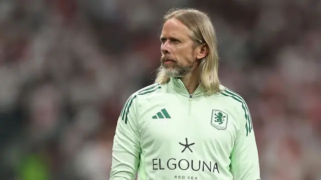 Austin MacPhee, set-piece coach of Aston Villa looks on