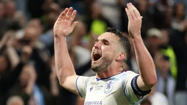 John McGinn of Aston Villa celebrates following the team's victory