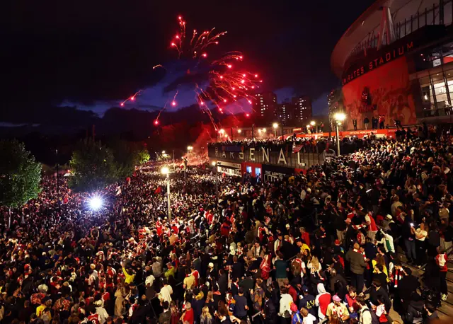 Fireworks outside Emirates