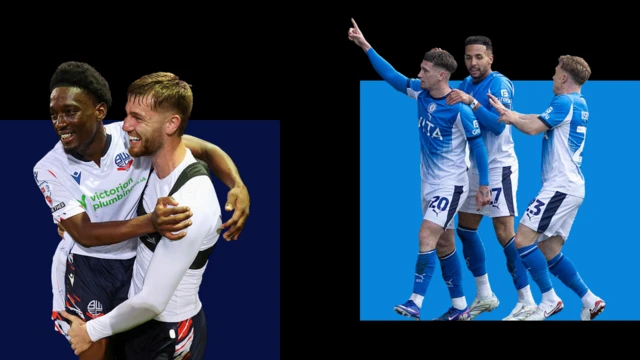 Bolton and Stockport players celebrating their semi-final wins