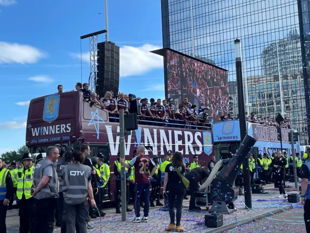 Celebrations on Centenary Square in Birmingham during the Europa League cup winners' parade.