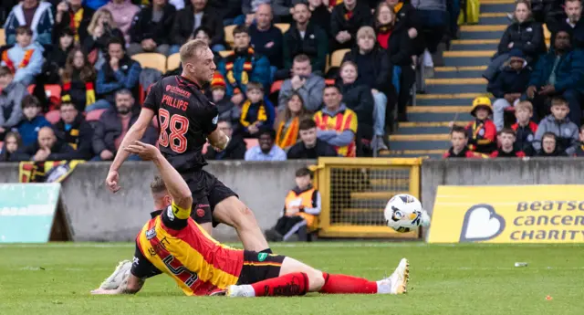 St Mirren's Killian Phillips has a shot on goal
