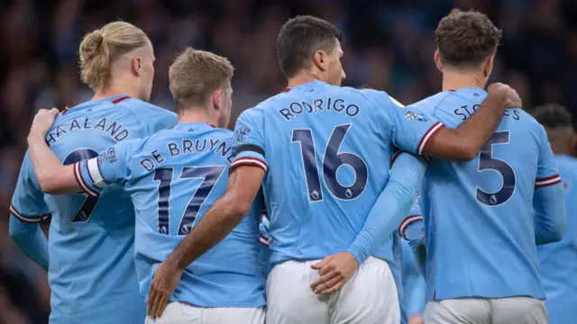 Erling Haaland, Kevin de Bruyne, Rodri and John Stones