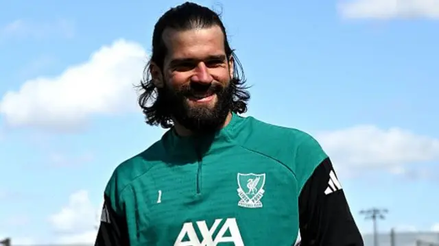 Alisson Becker of Liverpool during a training session