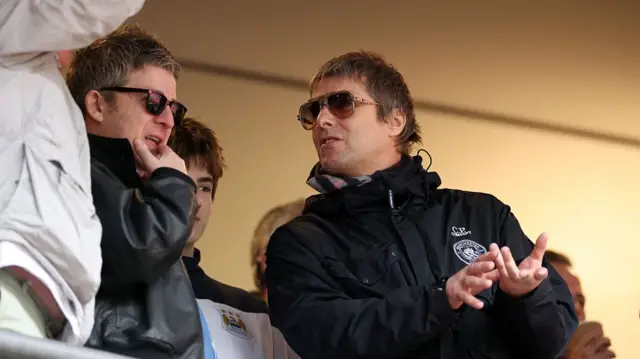 Noel Gallagher, left, and his brother Liam at last weekend's FA Cup final, where Manchester City beat Chelsea