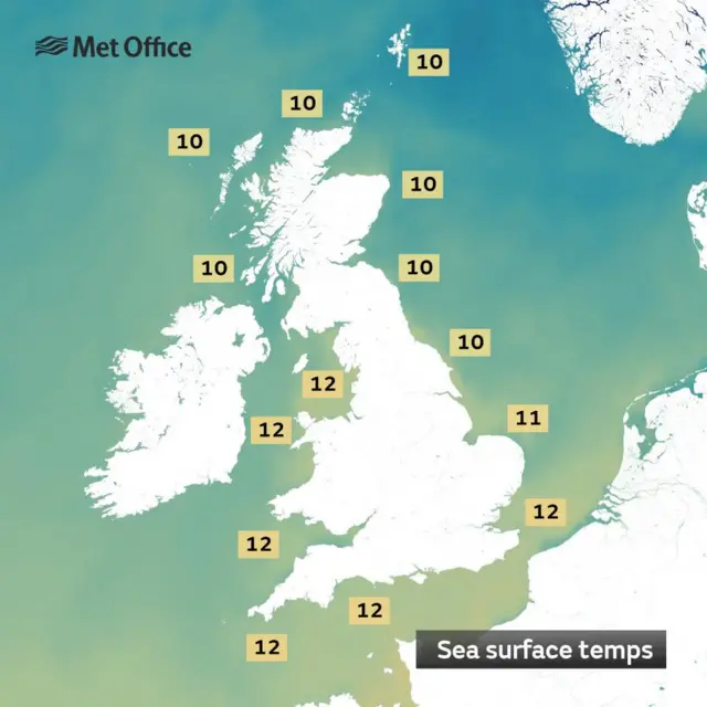 Sea temperature forecasts for the weekend.