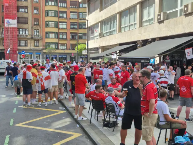 Ulster fans outside a bar