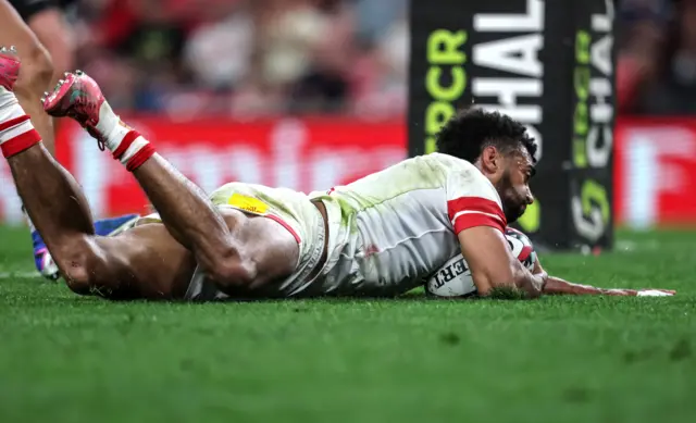 Ulster’s Robert Baloucoune scores a try