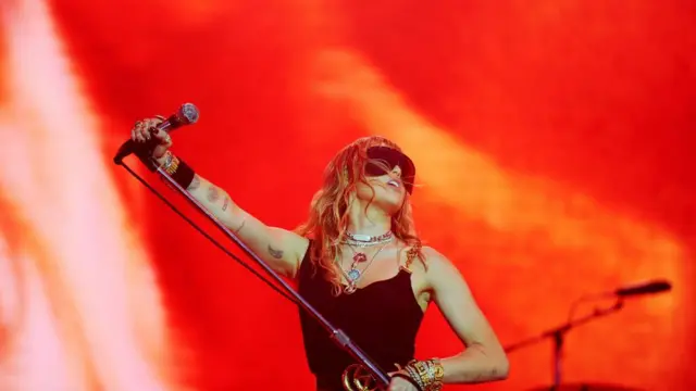 Miley Cyrus performing at 2019 Big Weekend