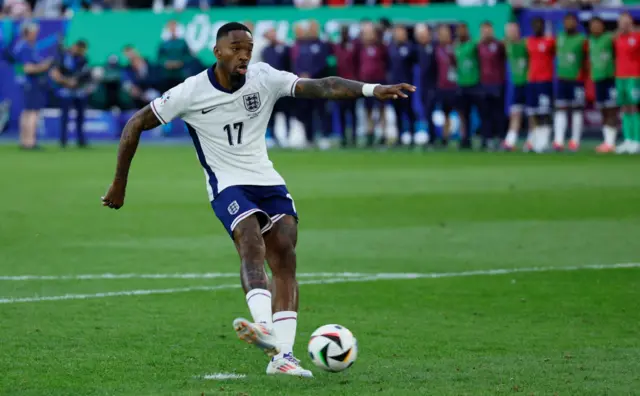Ivan Toney takes scores a penalty for England in their shootout win over Switzerland at Euro 2024
