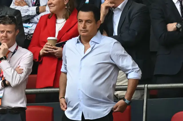 Hull City's Turkish owner Acun Ilicali takes his seat