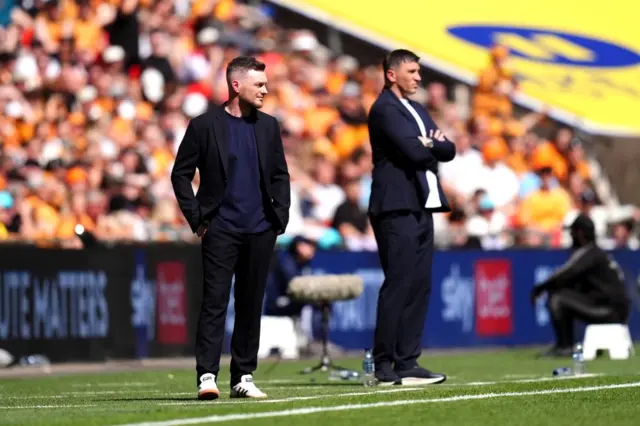 Middlesbrough manager Kim Hellberg (left) on the touchline