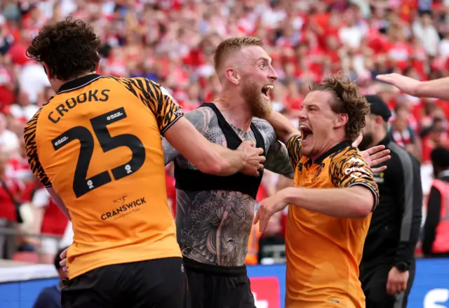 Oliver McBurnie of Hull City celebrates scoring