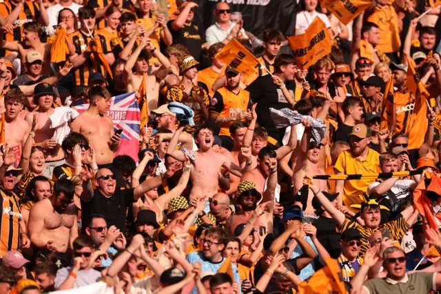 Hull fans celebrate in the sun at Wembley