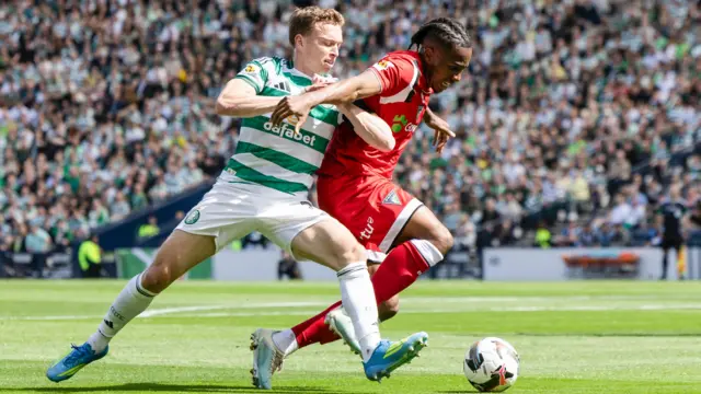 Celtic's Alistair Johnston and Dunfermline's Kieran Ngwenya