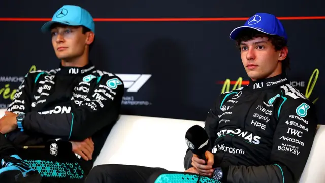 Mercedes' George Russell and Kimi Antonelli