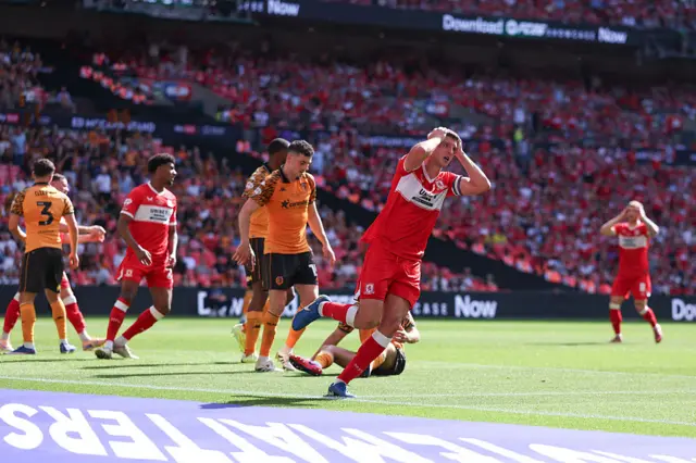 Dael Fry of Middlesbrough reacts after a missed chance