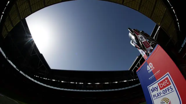 Championship play-off final trophy underneath the sun at Wembley