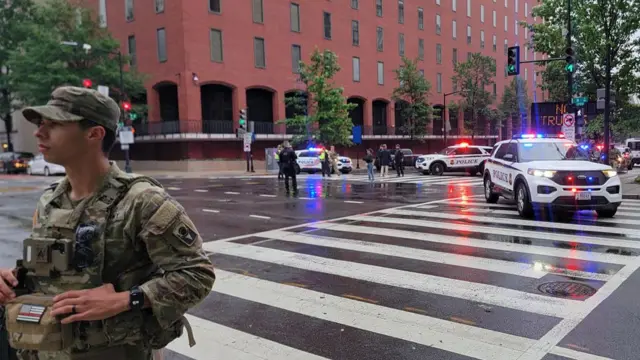 A street is blocked off near the White House.