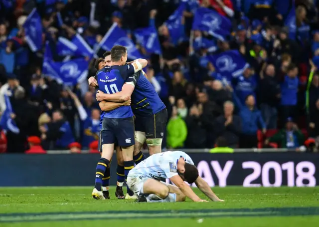 Leinster players celebrate after the European Rugby Champions Cup Final